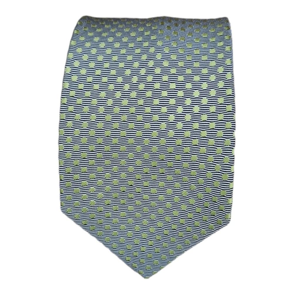 SERICA Green Polka Dot Silk Tie HANDMADE ITALY 57"/ 3.5" EC